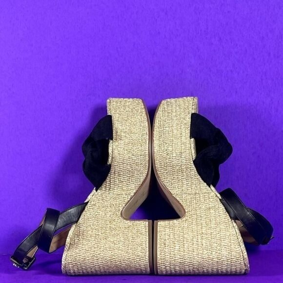 Sam Edelman Women's Black Bow Theresa 2 Summer Platform Sandals Shoe Size 10.5 - Picture 5 of 9